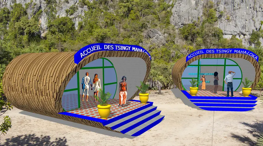 Variante d’espace d’accueil avec habillage bois
