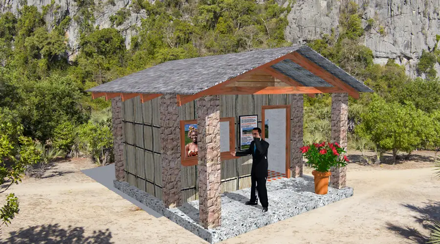 Espace d’accueil rustique avec structure bois et remplissage léger