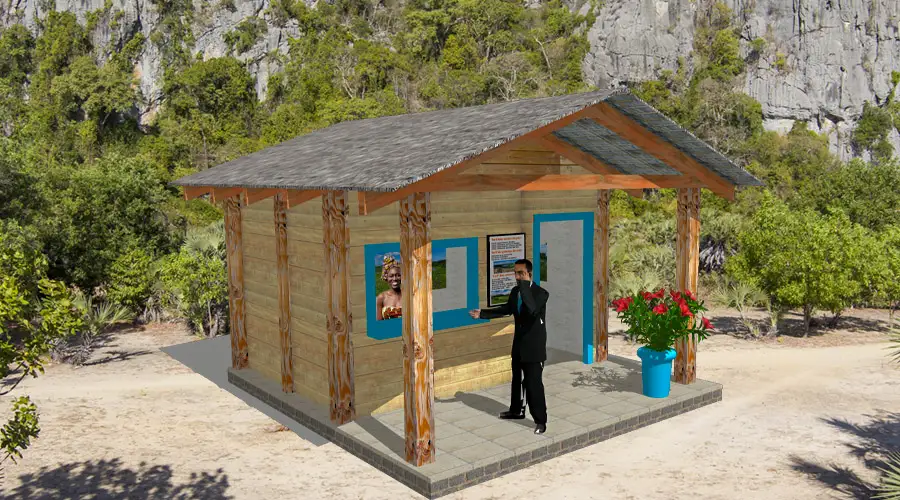 Espace d’accueil en bois avec finition naturelle