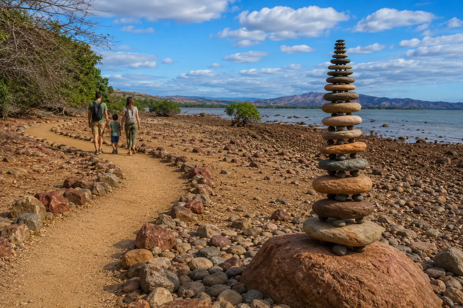 Cairns artistiques réalisés avec des pierres naturelles