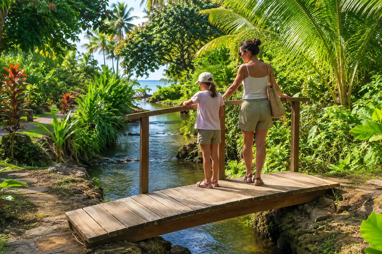 Petit ouvrage de franchissement en bois dans un environnement naturel