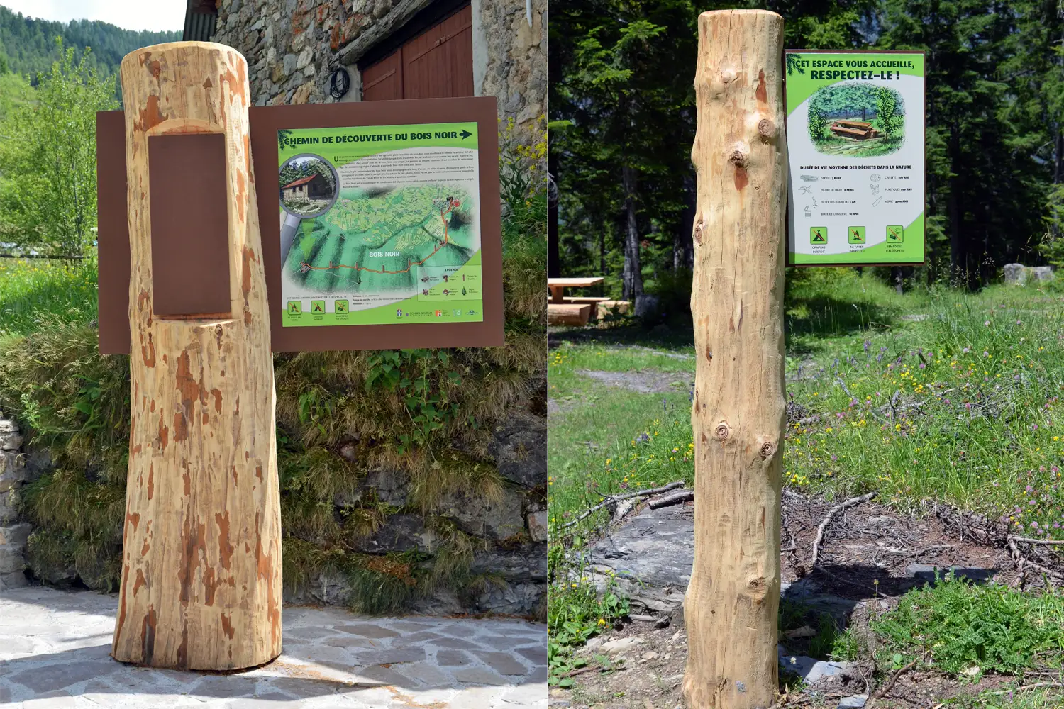 Mobilier classique de signal&eacute;tique touristique en bois