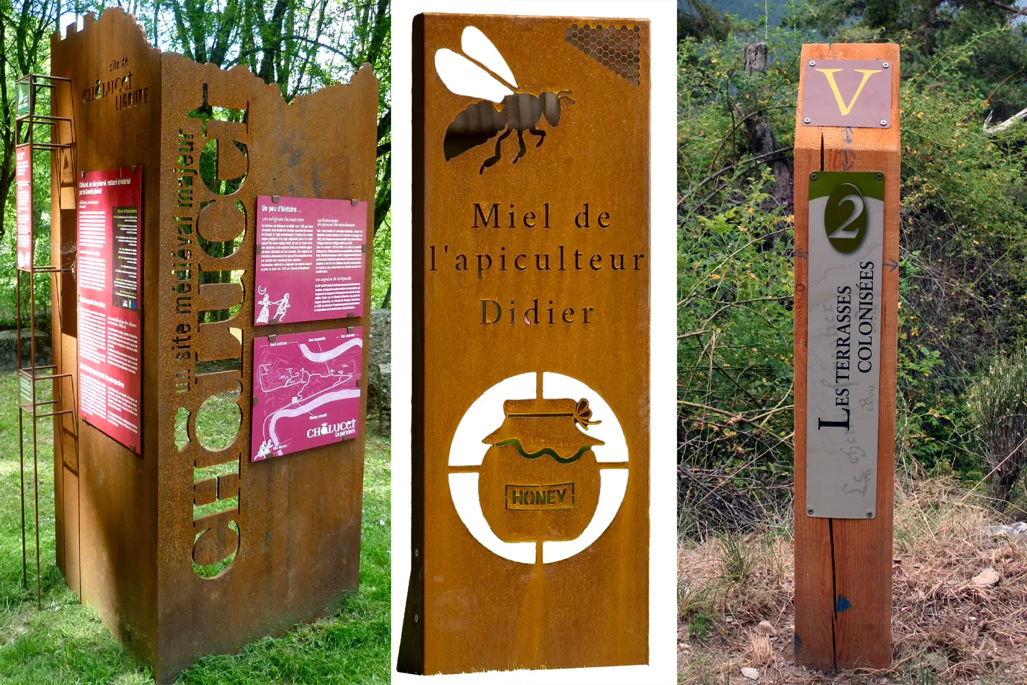 Mobilier de signal&eacute;tique r&eacute;alis&eacute; en m&eacute;tal peint