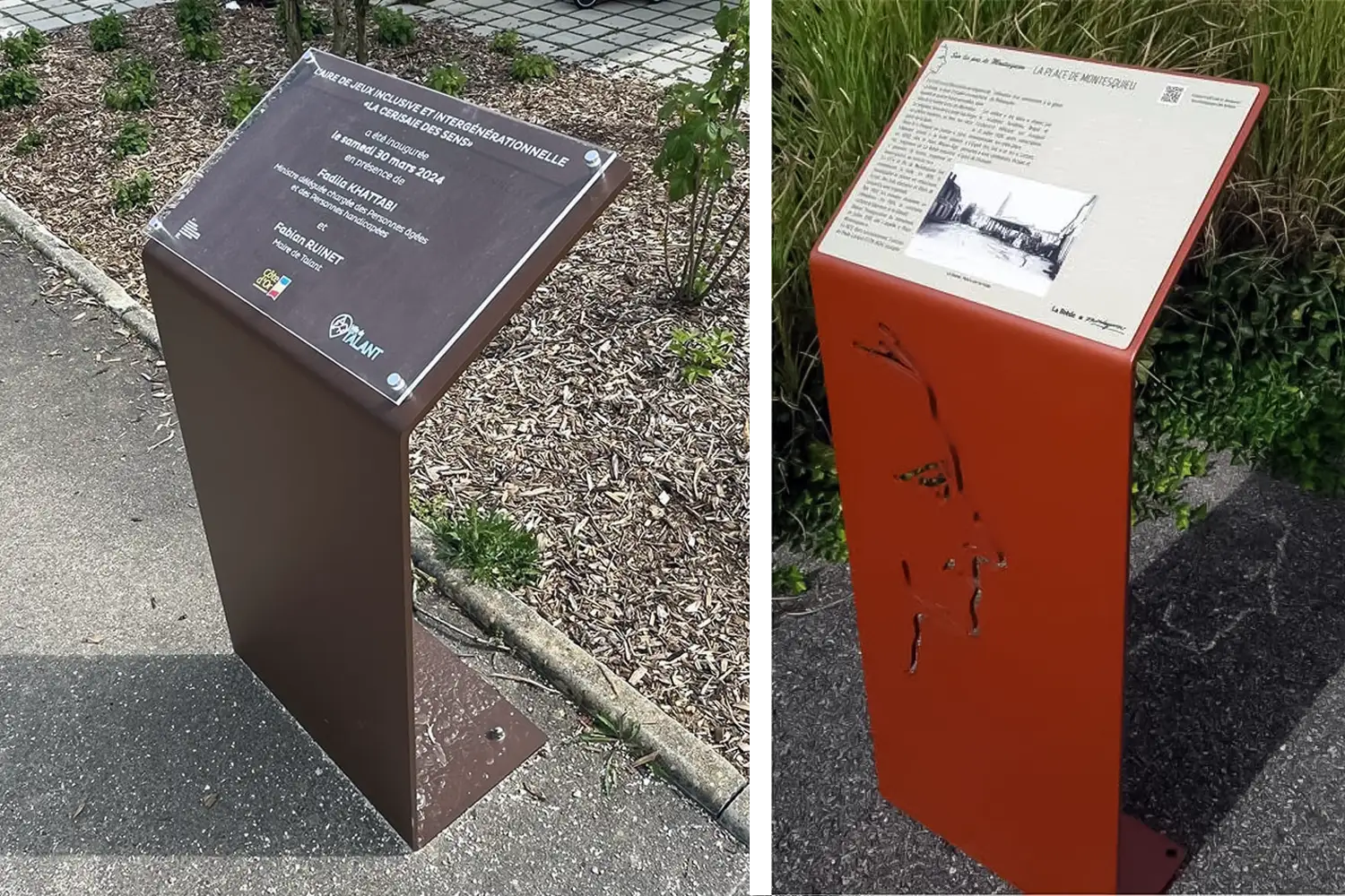 Signal&eacute;tique de guidage pour un parcours urbain th&eacute;matique